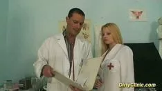 Play This created brunette pussy is fingered in the pussy by a male gynecologist